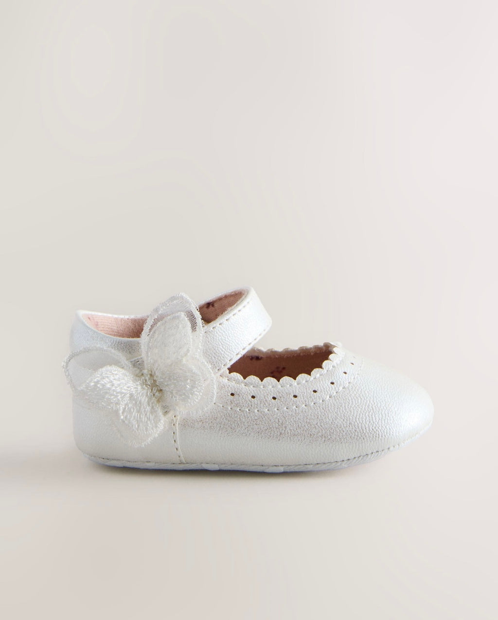 White Shimmer Butterfly Mary Jane Baby Shoes