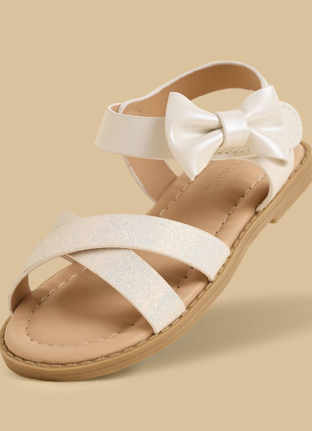 Bow Accent Sandals with Hook and Loop Closure