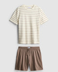 A pair of textured pyjama shorts with a drawstring waistline