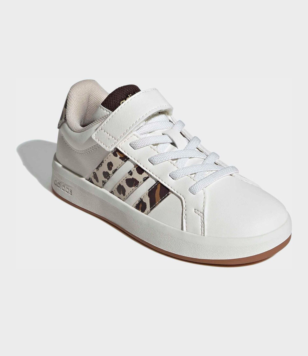 adidas White Grand Court 3.0 Elastic Lace Kids Trainers