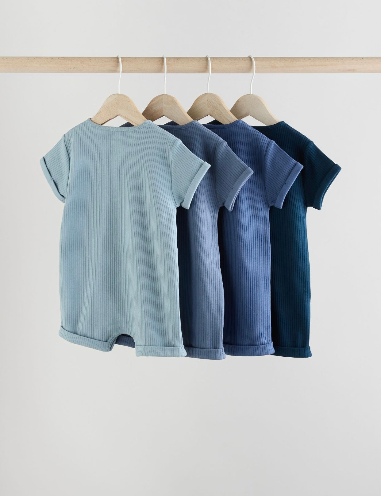 Blue Grandad Button Neck Baby
Rompers 4 Pack
