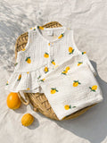 Baby Girls Lemon Print Chiffon Ruffle Hem Camisole & Print Pants