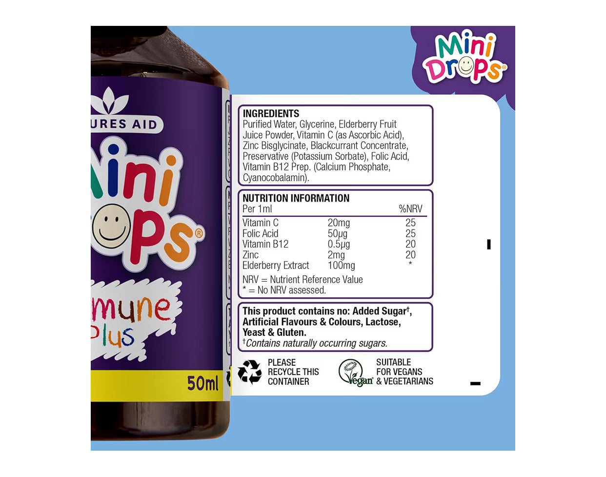 Natures Aid Mini Drops Immune Plus for Kids