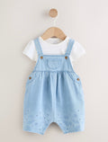 Denim Blue Broiderie Dungaree and
Bodysuit Baby 2 Piece Set