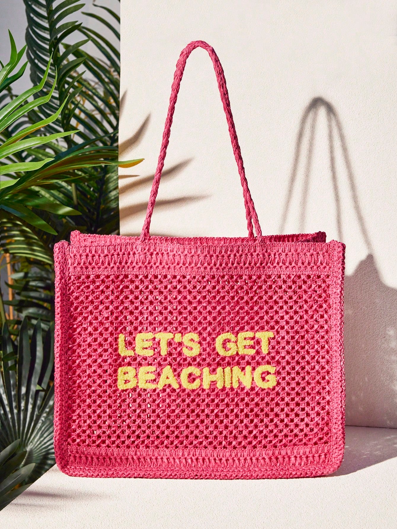 Women's Summer Crocheted Tote Bag With Letter Design