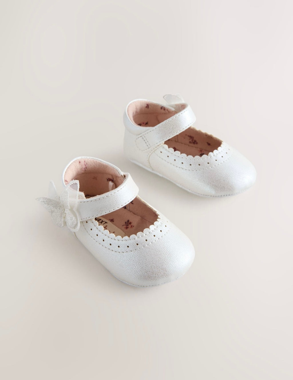 White Shimmer Butterfly Mary Jane Baby Shoes