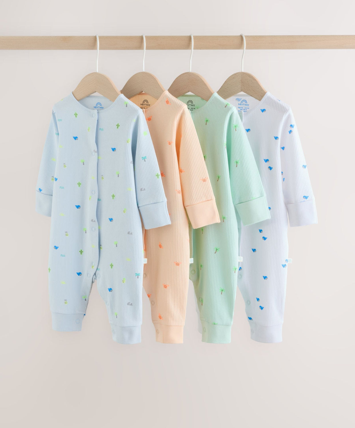 Multi Print Baby Sleepsuits 4 Pack