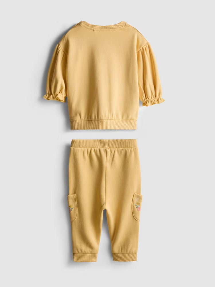Floral Embroidered Sweatshirt and Joggers Set (immediate)
