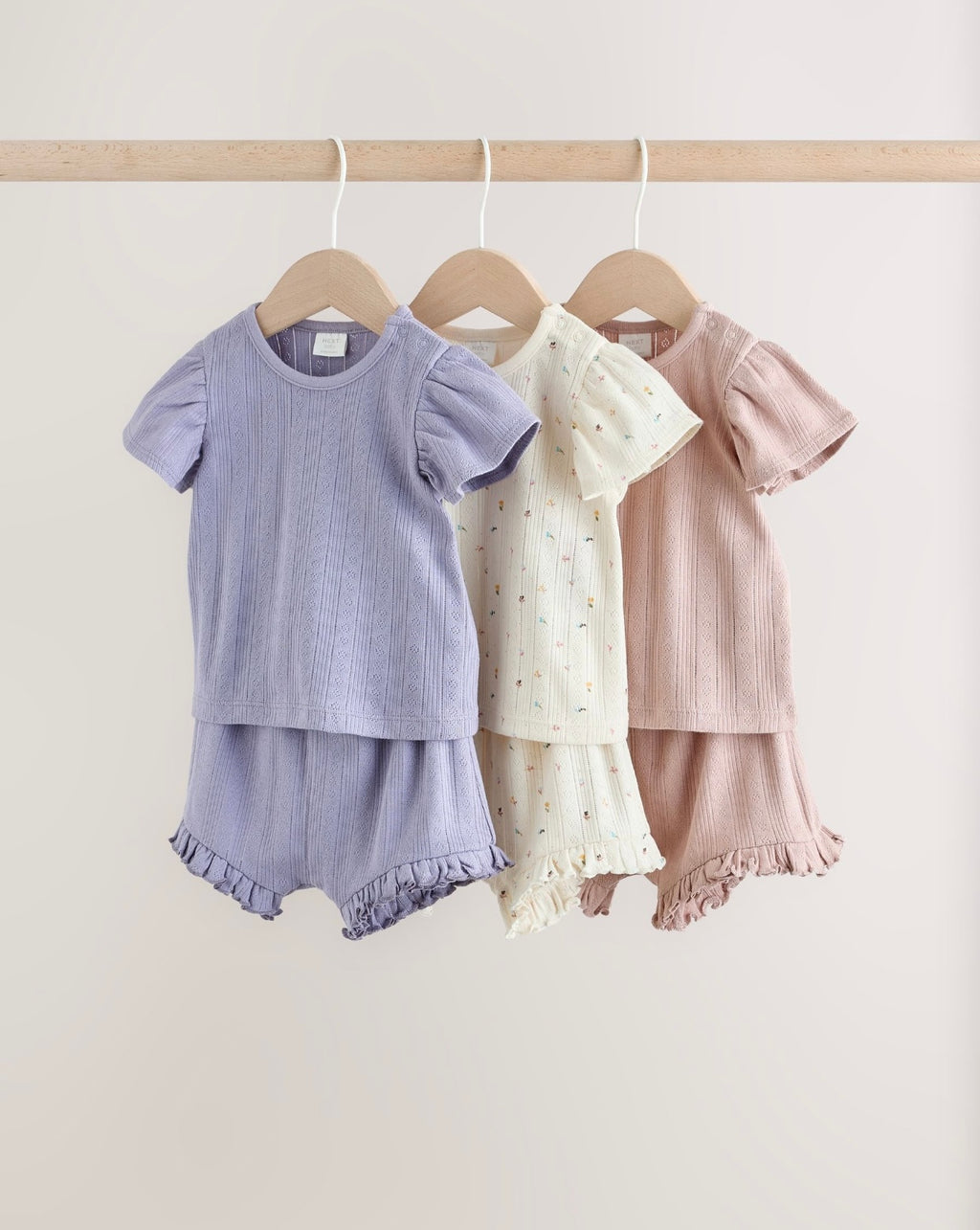 Purple Floral Short Sleeve Top and Shorts Baby Set 6 Piece