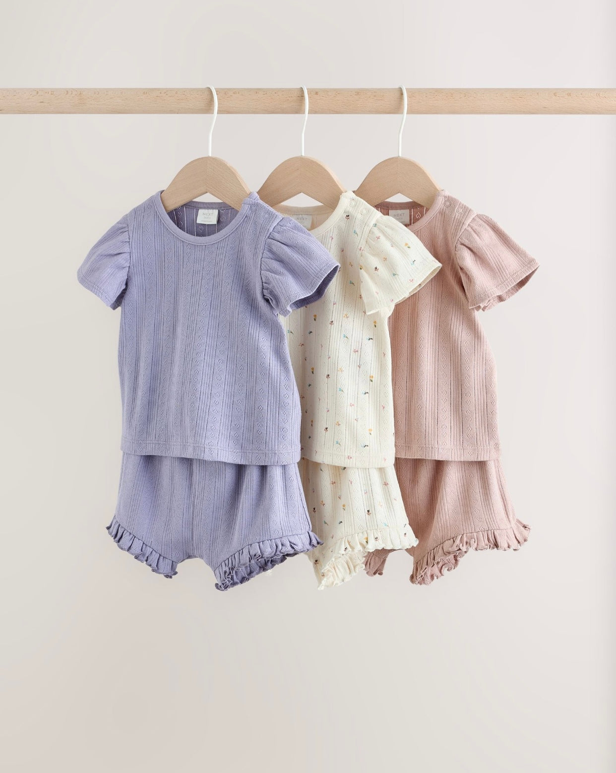 Purple Floral Short Sleeve Top and Shorts Baby Set 6 Piece