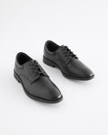 Black Standard Fit (F) School Leather Plain Front Lace-Up Shoes