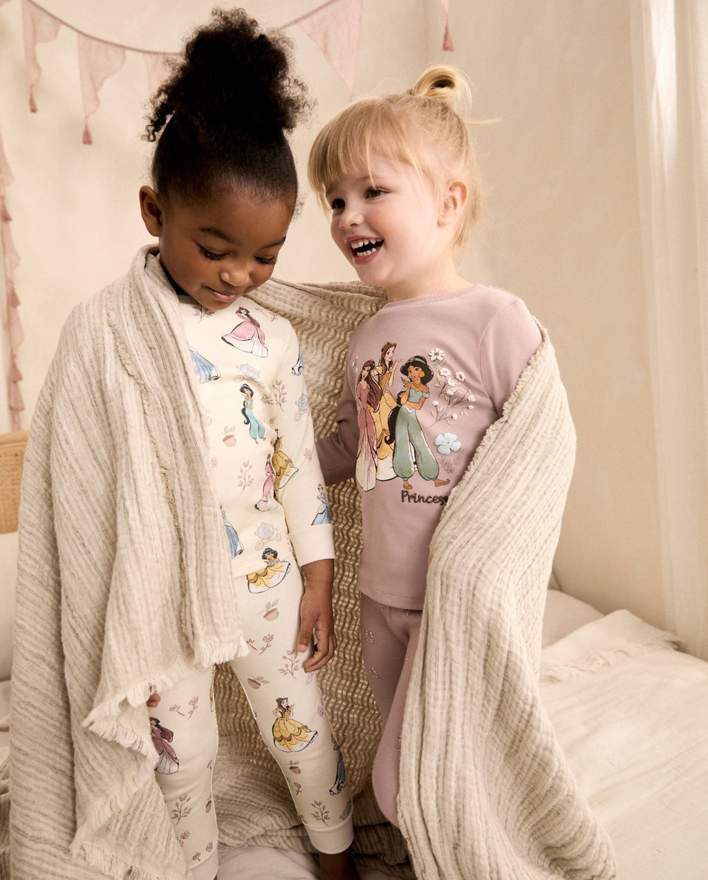 Pink/Cream Disney Princess Snuggle Pyjamas 2 Pack