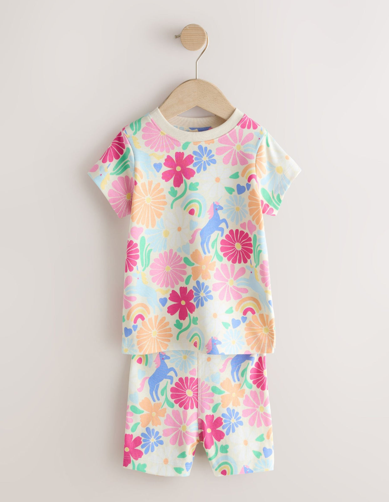 Pink Floral Unicorn Short Pyjamas 3 Pack