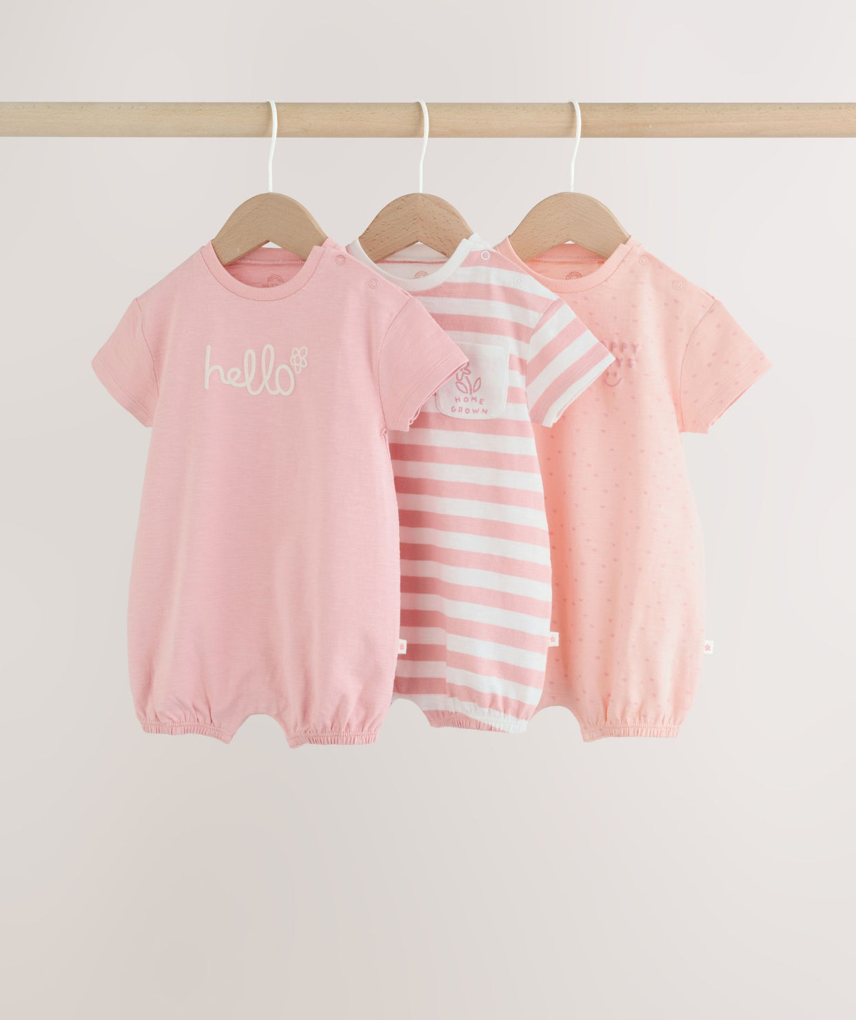 Pink Tonal Striped 3 Pack Jersey Baby
Rompers 3 Pack