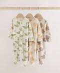 Multi Safari Two Way Zip Baby Sleepsuits 3 Pack