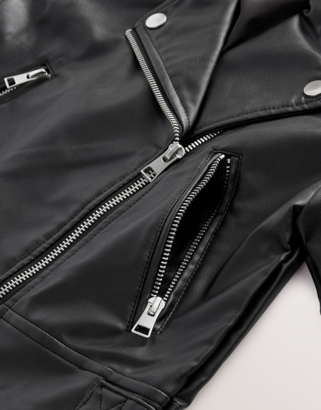 Black Faux Leather PU Biker Jacket