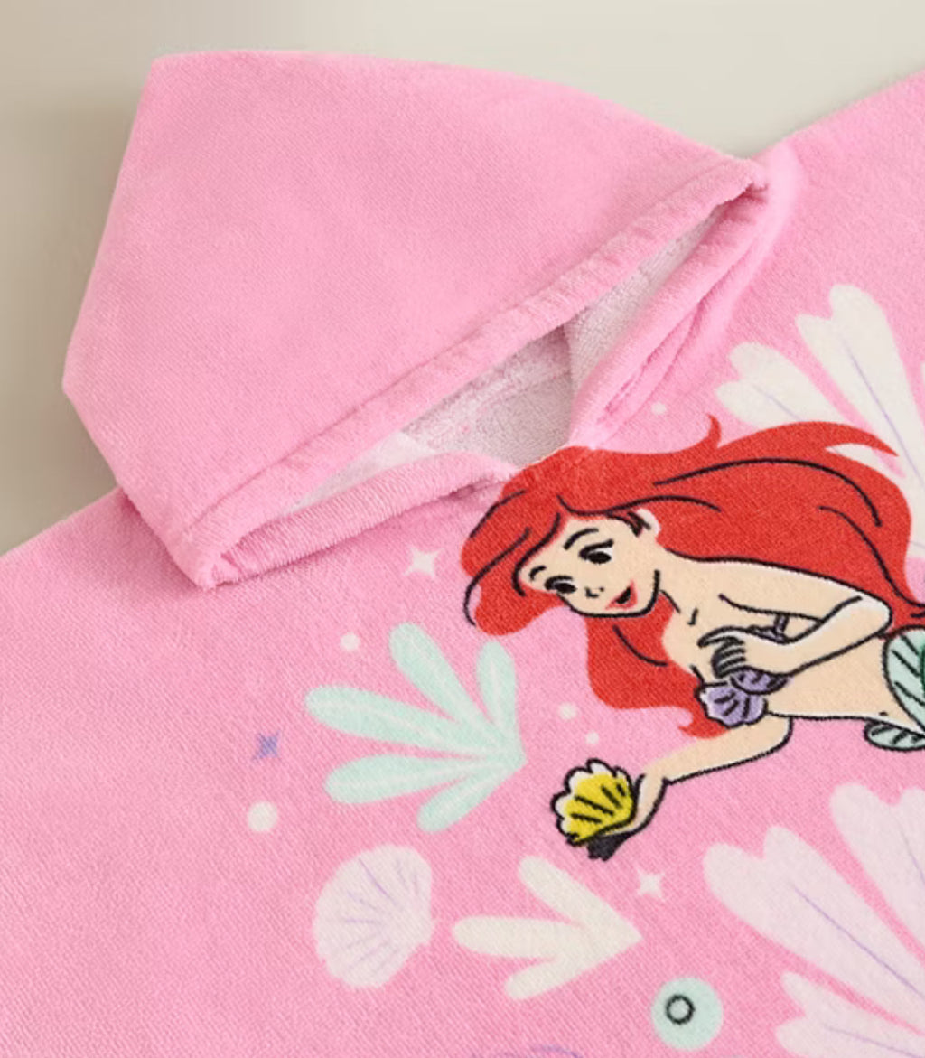 Disney The Little Mermaid Pink Cotton Poncho: Up To 3y (immediate)