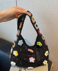 Hollow-Out Floral Contrast Color Crossbody Bag