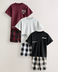 Black/White/Red Check Woven Short Pyjamas 3 Pack