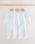 White Collar Baby Sleepsuits 3 Pack