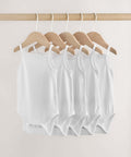 White Vest Baby Bodysuits 5 Pack