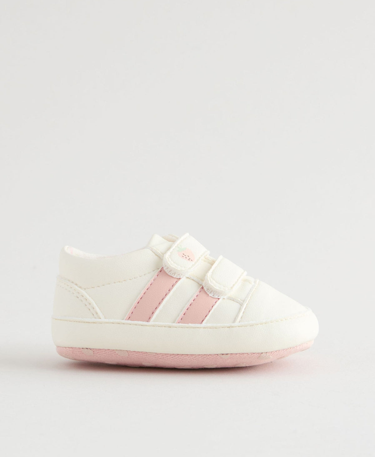 White/Pink Touch Fasten Baby Trainers