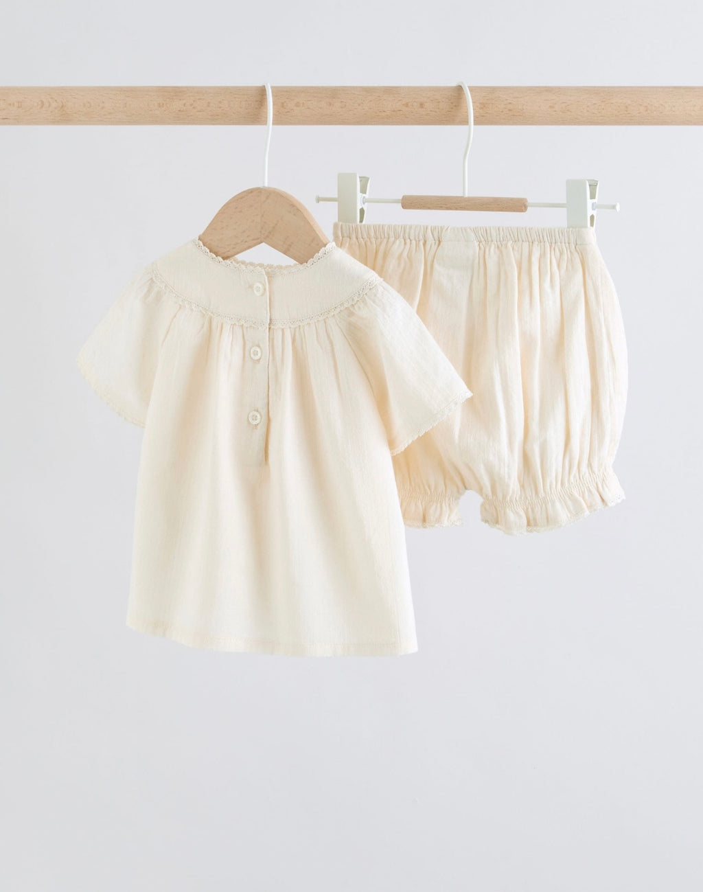 White Woven Baby Top and Shorts 2 Piece Set