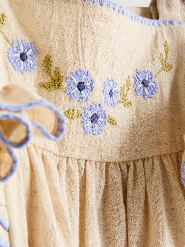 Floral Appliqué Ruffle Dress