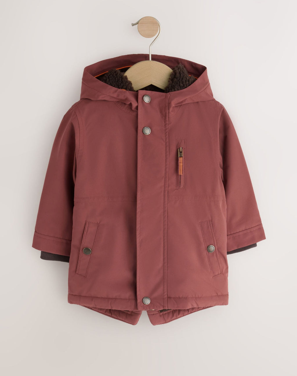 Rust Brown Waterproof Borg Lined Parka