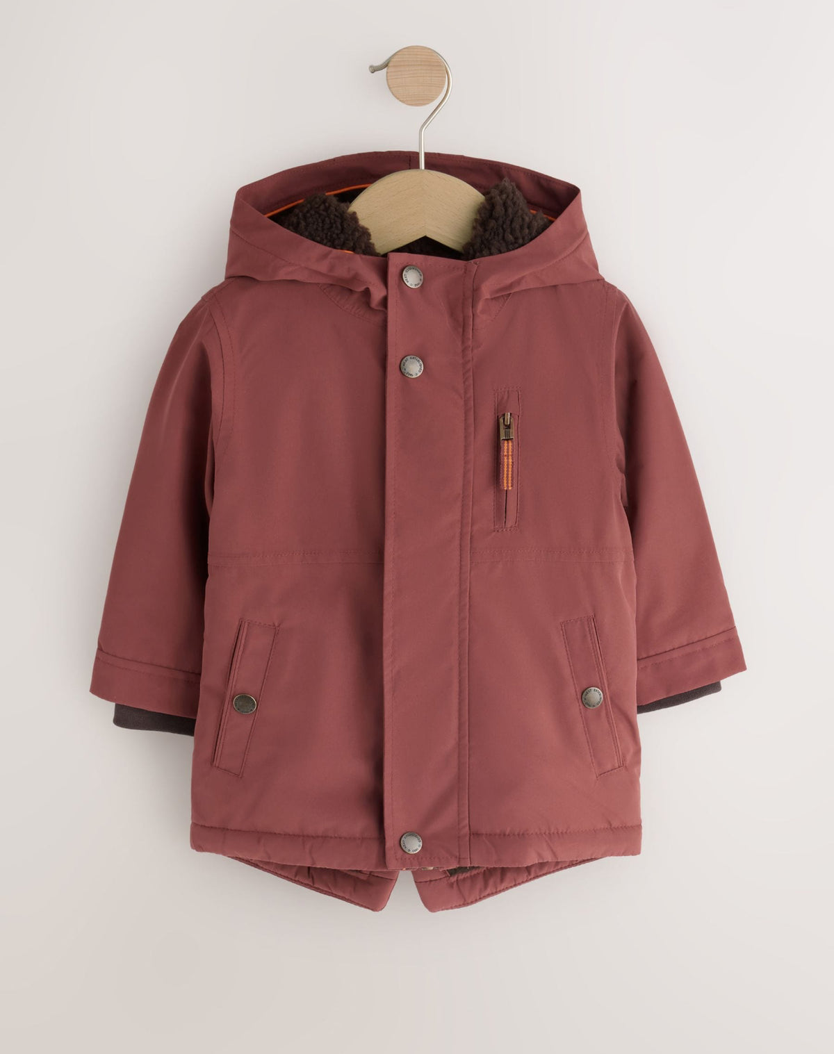 Rust Brown Waterproof Borg Lined Parka