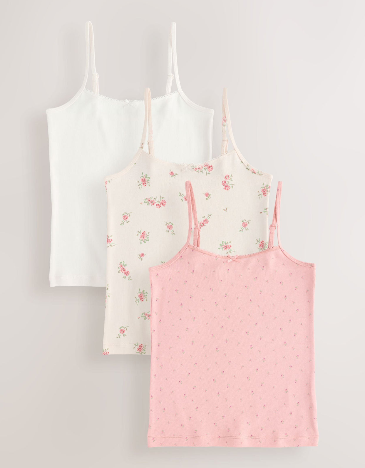 Pink Strappy Printed Cami Vests 3 Pack