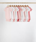 Pink/White 10 Pack Essential Short Sleeve Baby Bodysuits