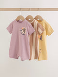 Neutral Palm Print Jersey Baby Rompers