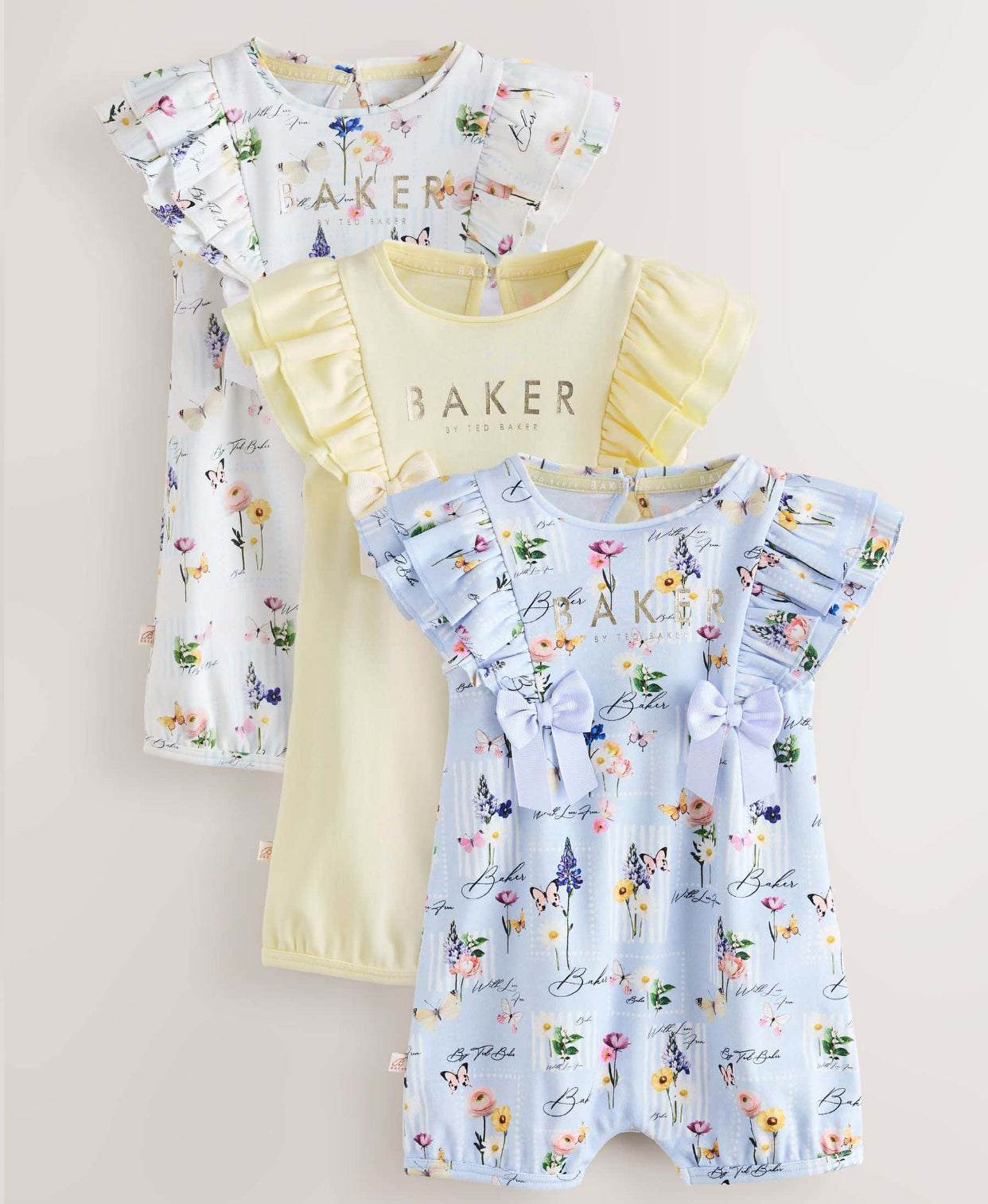 Baker by Ted Baker 3 Pack Frill
Sleeve Rompers