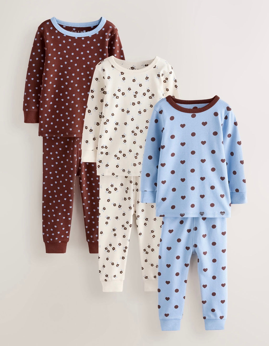 Blue/Brown Snuggle Pyjamas 3 Pack