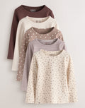 Neutral Long Sleeve Ribbed Tops 5 Pack
