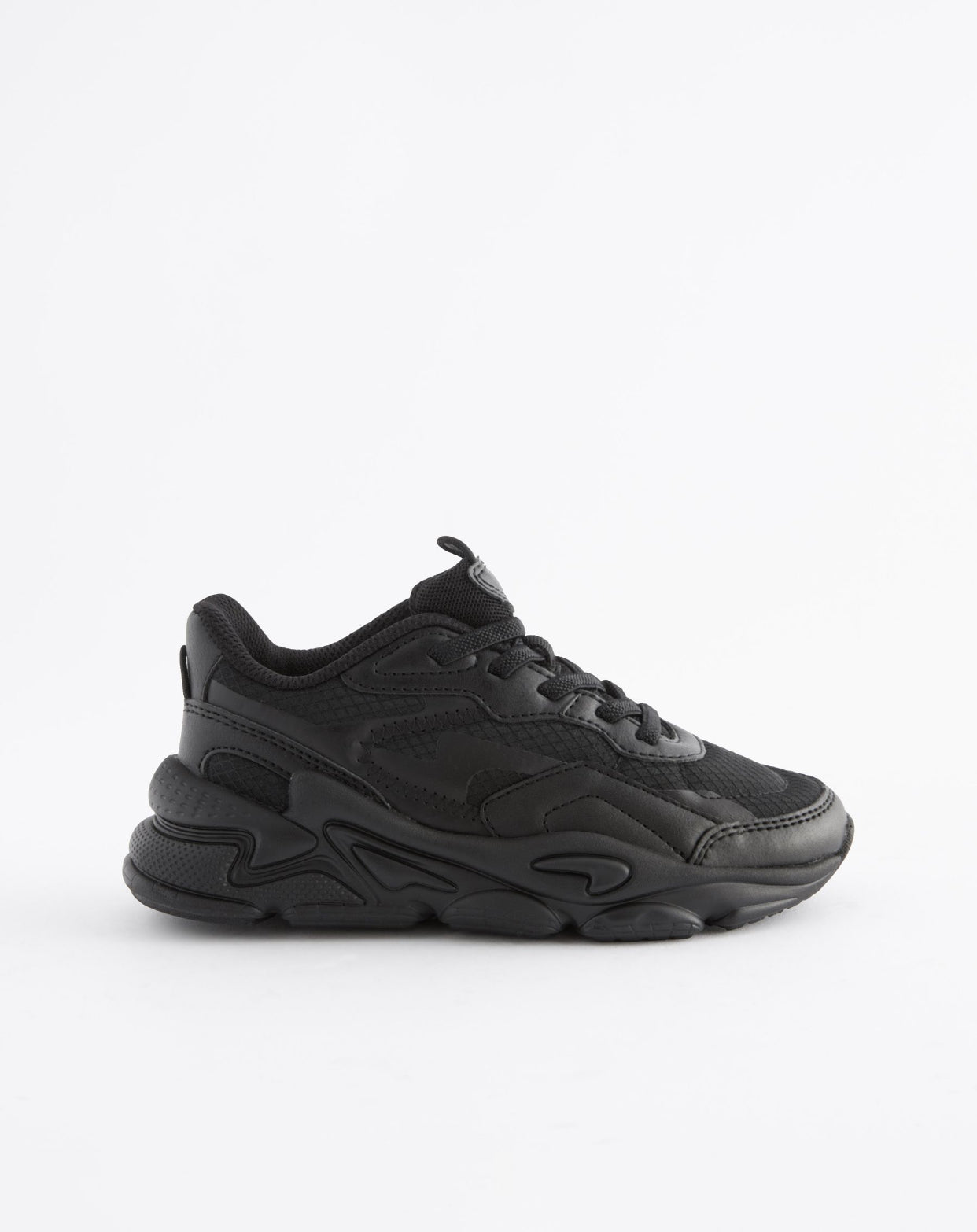 Black Elastic Lace Trainers