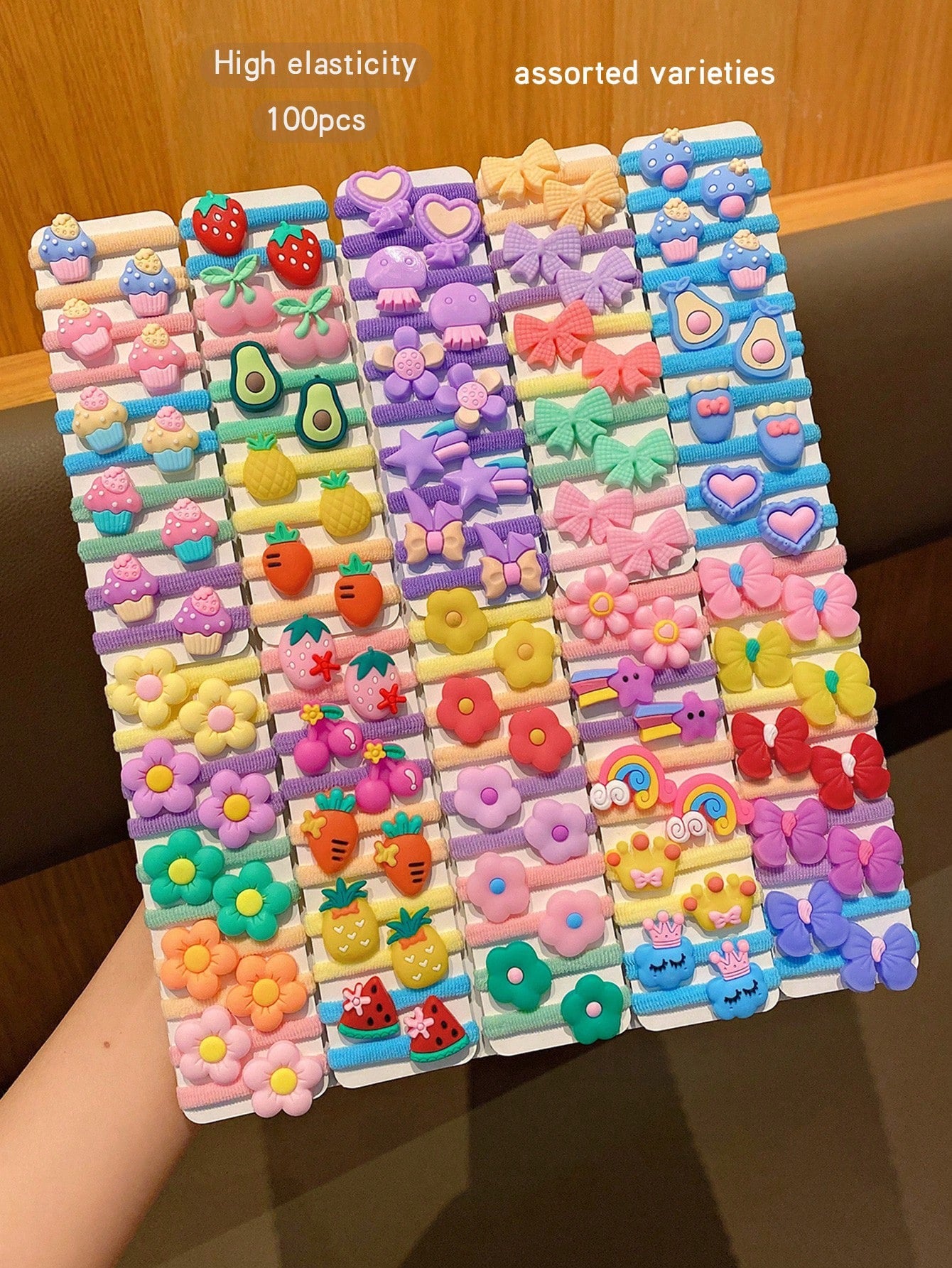 100pcs/Pack Random Cute Cartoon Hair Ties