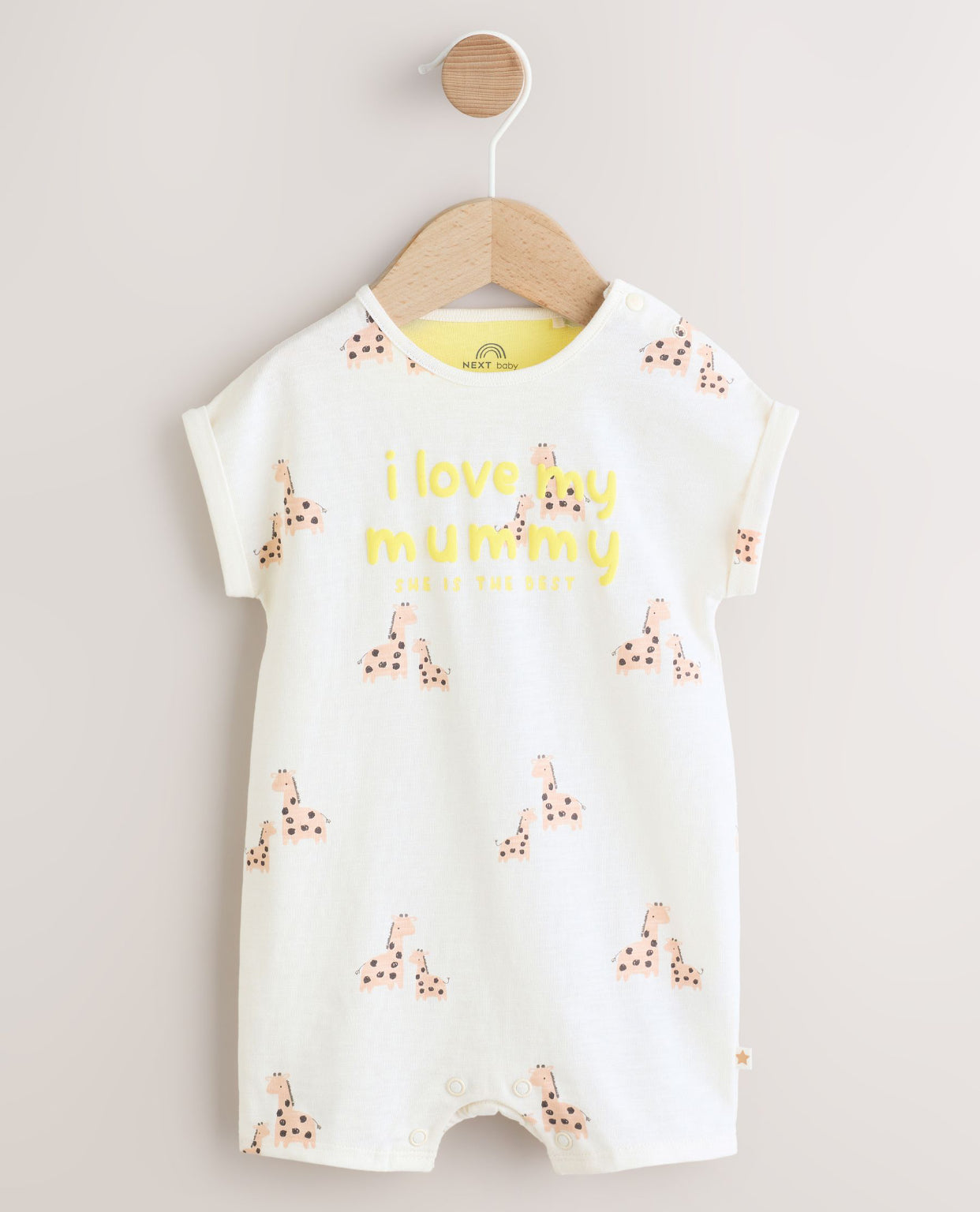 White Printed I Love My Mummy Baby Jersey Romper