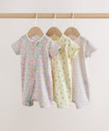 Pink/Yellow Two Way Zip Baby Rompers 3 Pack