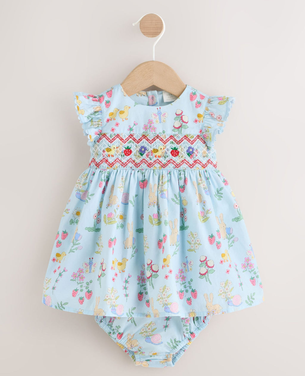 Blue Woven Baby Dress and Knickers Set