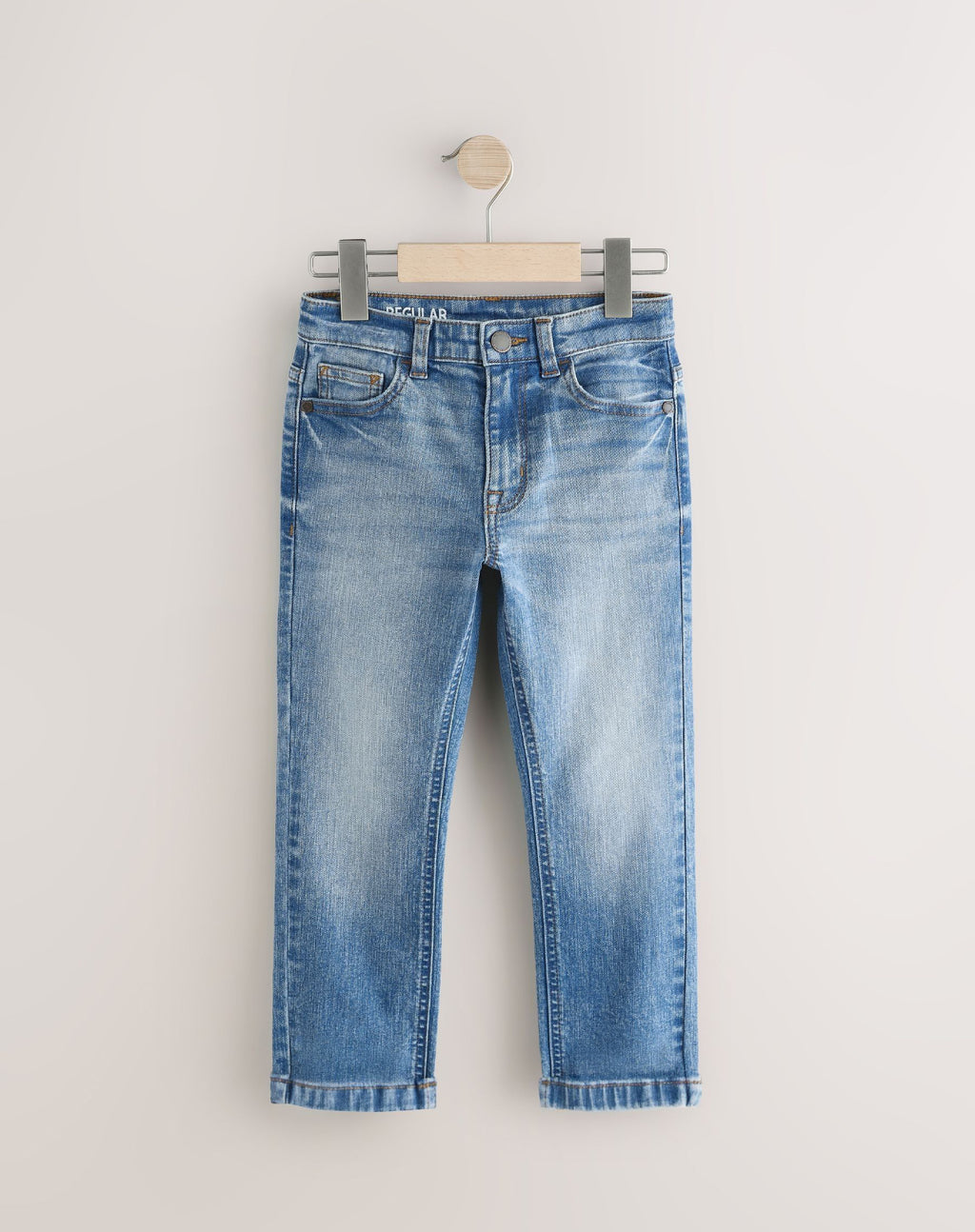 Mid Blue Regular Fit Stretch Jeans