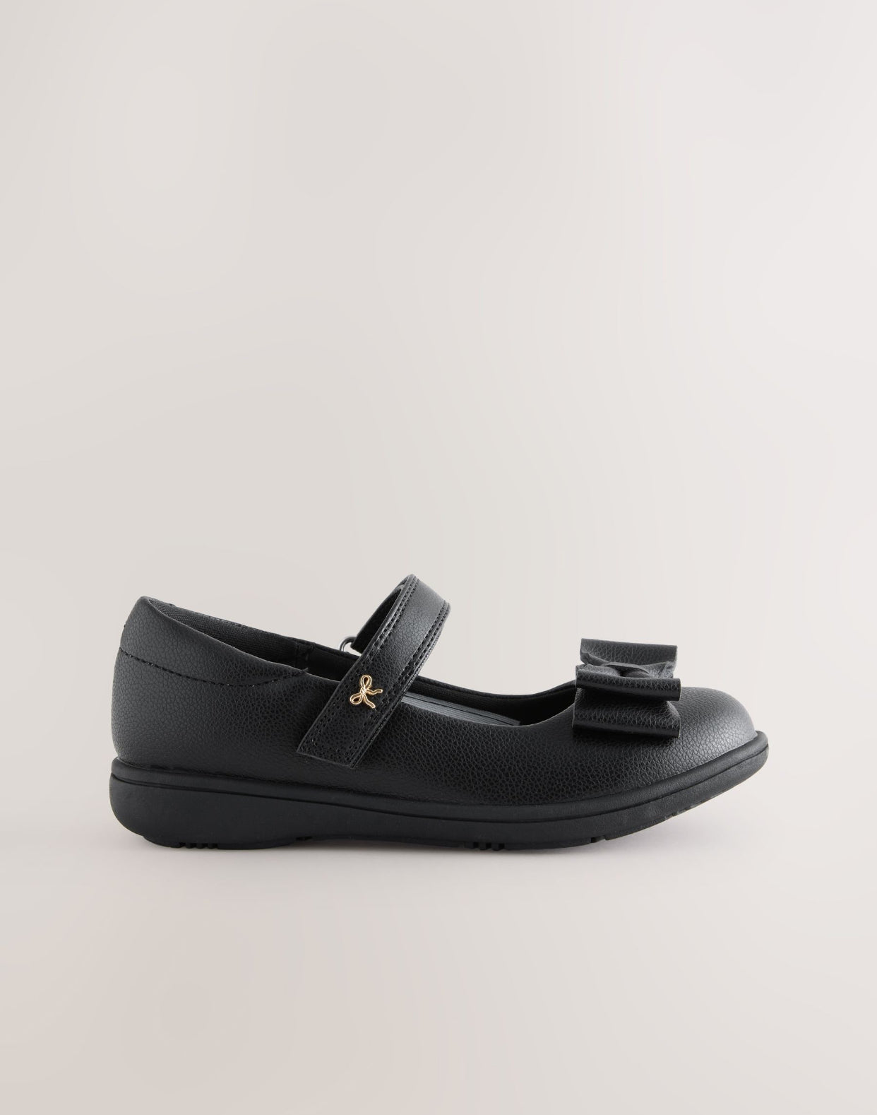 Black Matt Standard Fit (F) Bow Mary Jane School Shoes