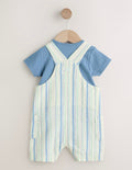 Blue Stripe Woven Dungaree and Bodysuit Set (Omths-2yrs)