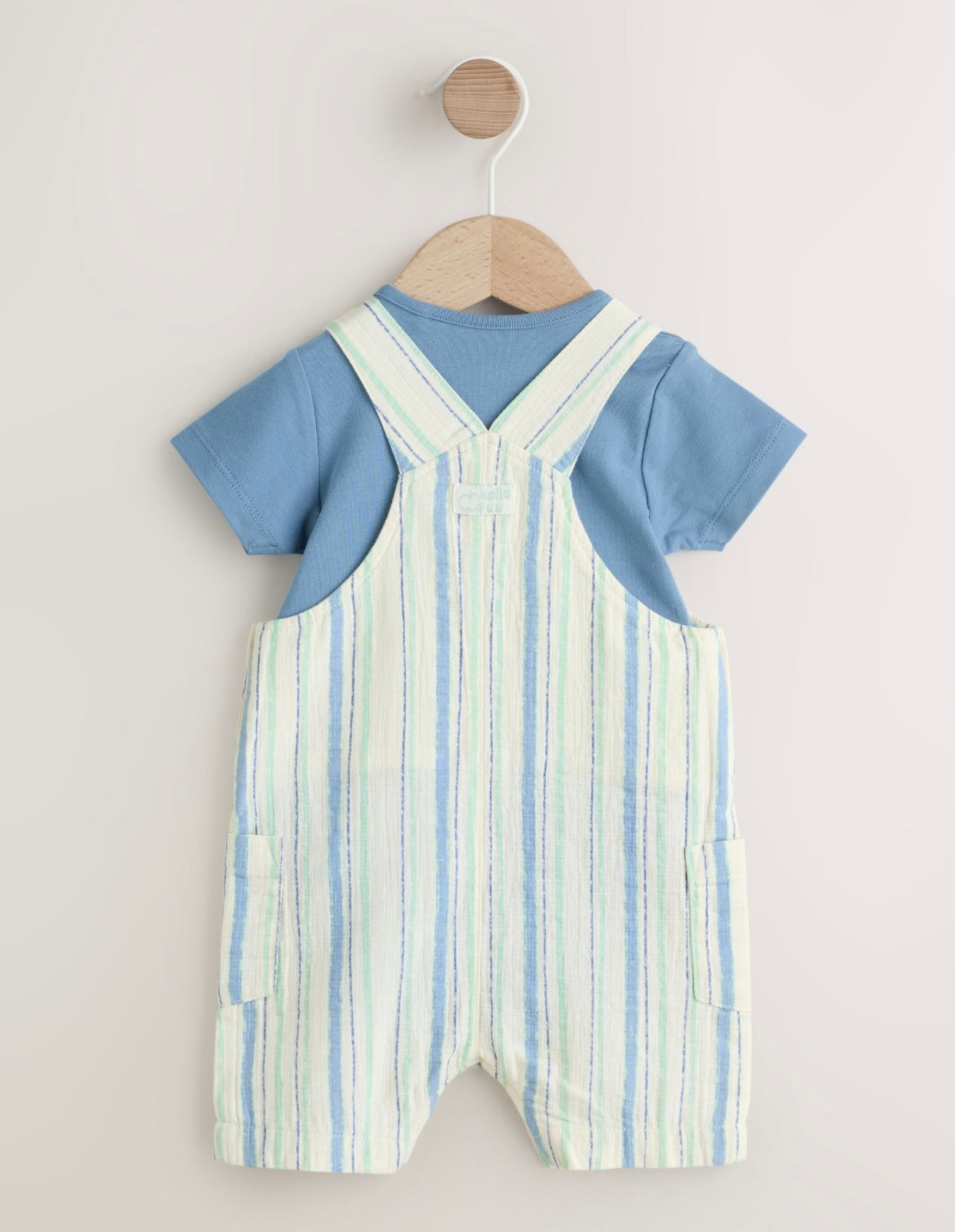 Blue Stripe Woven Dungaree and Bodysuit Set (Omths-2yrs)