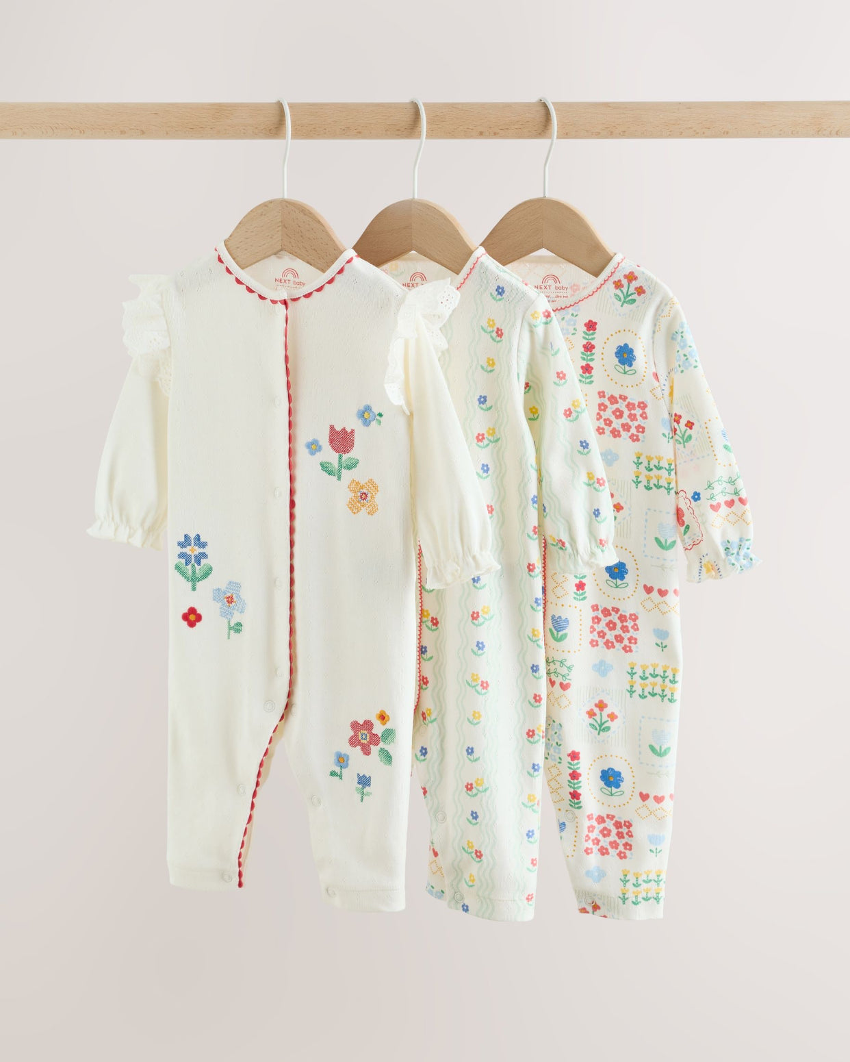 Red/White/Navy Baby Sleepsuits 3 Pack