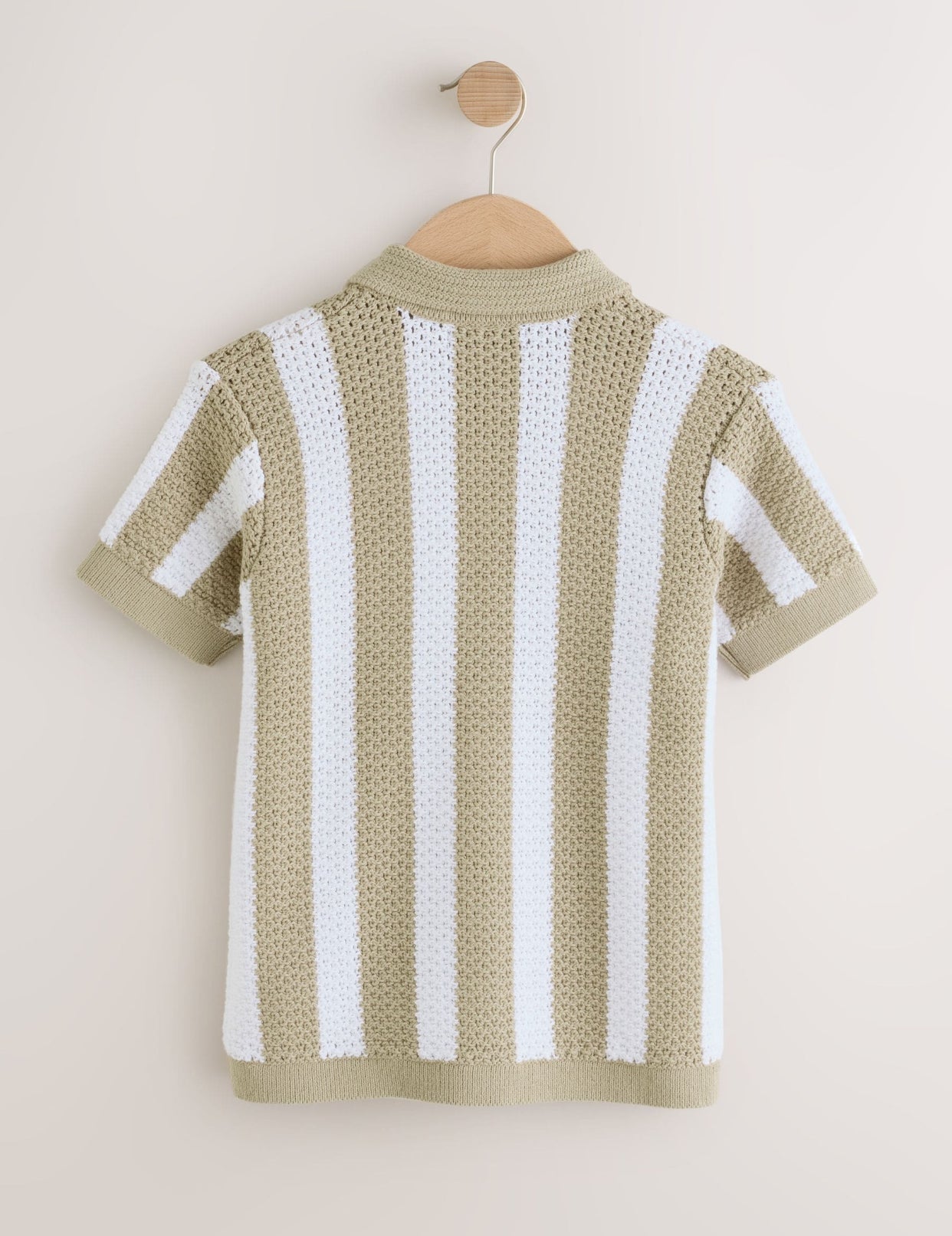 Neutral Stripe Knitted Polo Shirt
