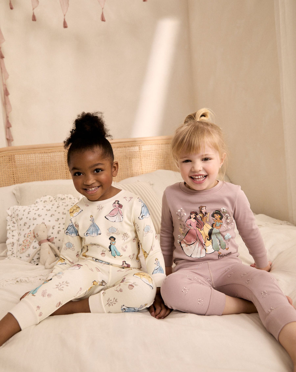 Pink/Cream Disney Princess Snuggle Pyjamas 2 Pack