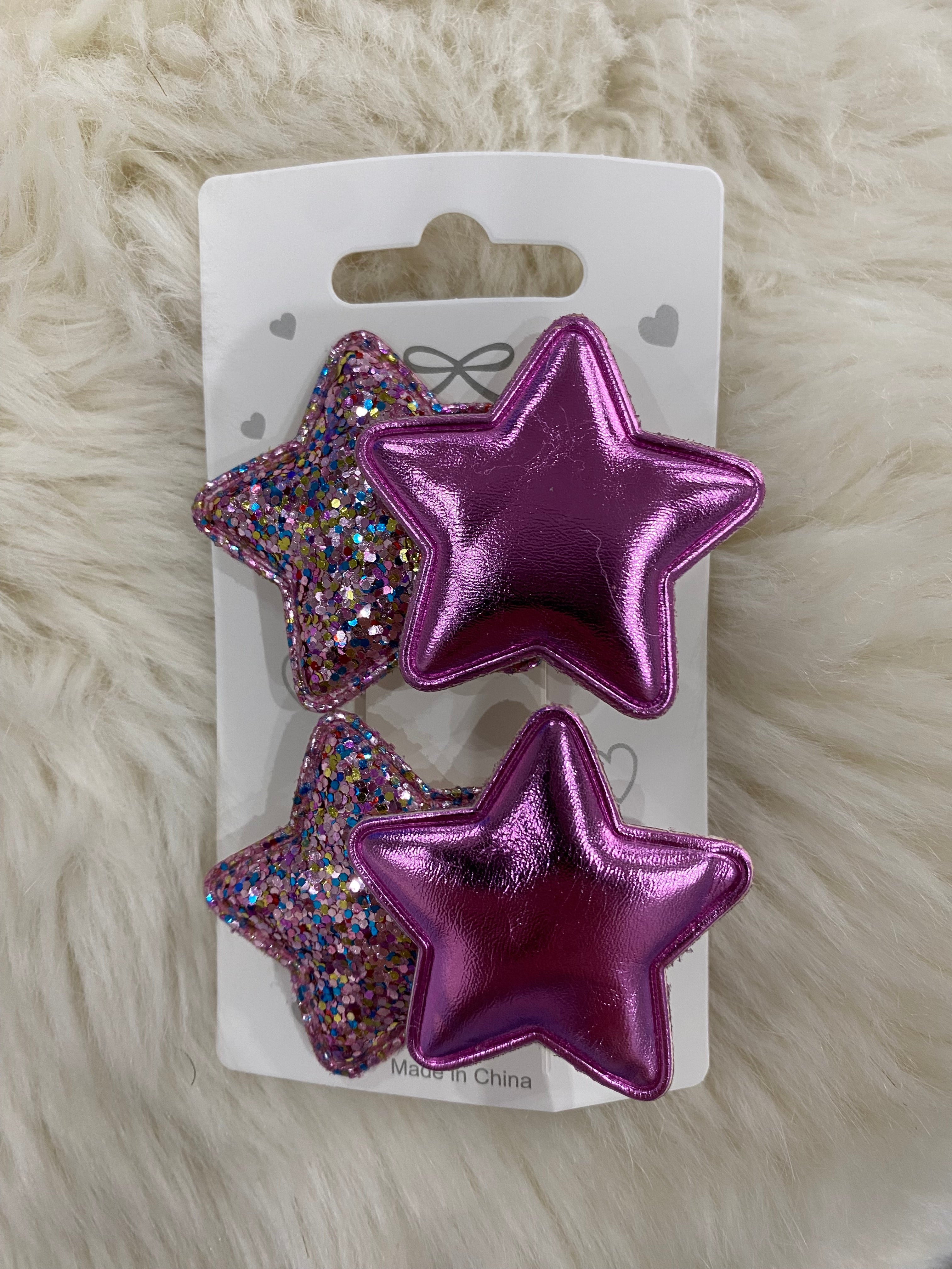 2pcs glitter star hair clips