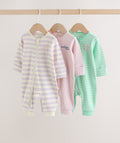 Lilac Purple Milk Club Two Way Zip Baby Sleepsuits 3 Pack